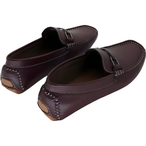 Aston Marc Men's Charter Driving Loafers Maroon Leather Slip-On 12M - Picture 3 of 6